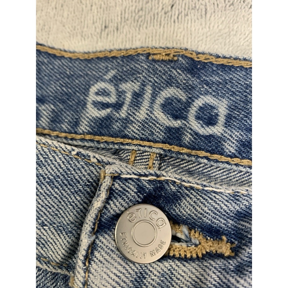 ETICA‎ Altin Loose Fit Crop Jeans Women's 26 Distressed SEA WALL Wash W29 L25 - Picture 4 of 12
